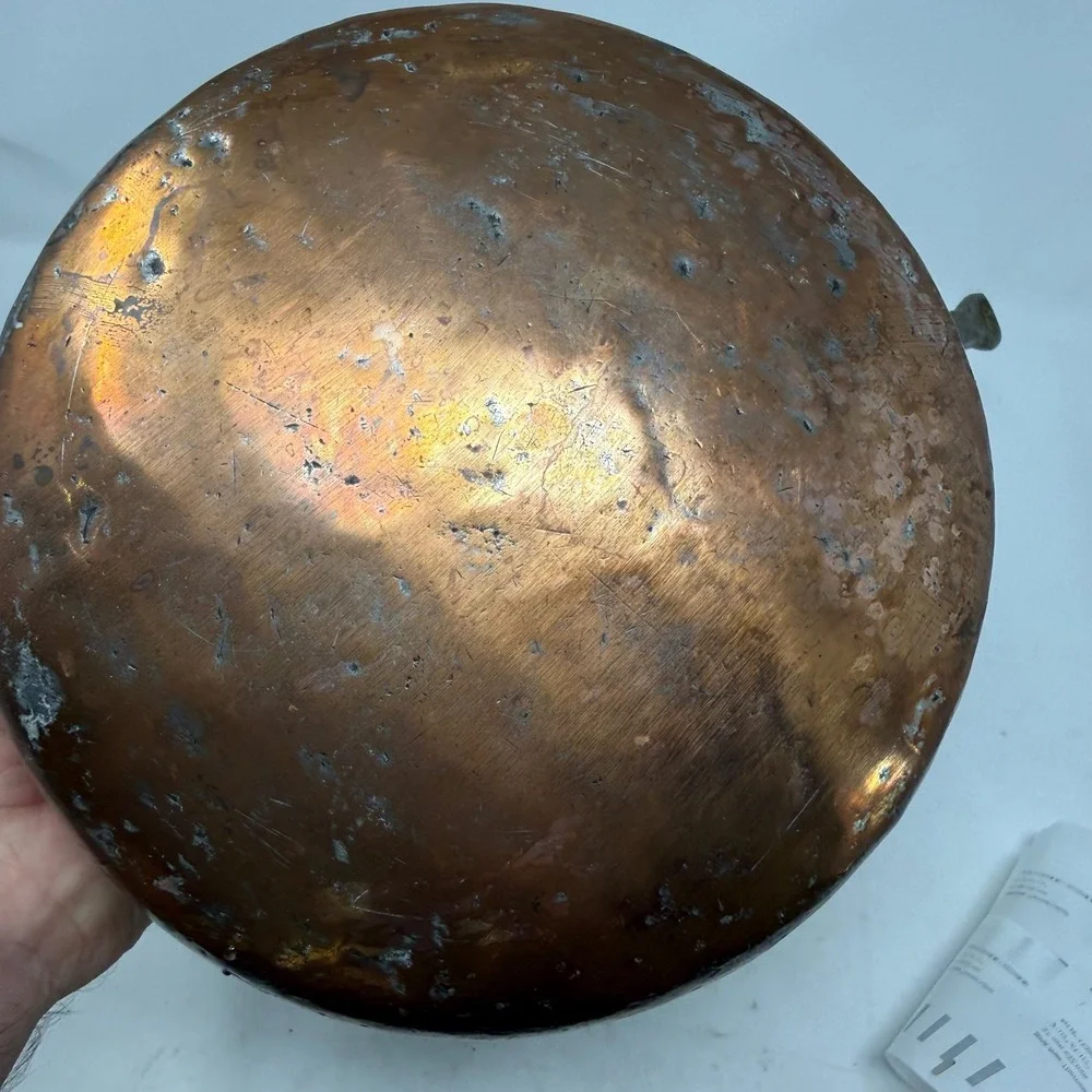 Antique Hammered Copper Saucepan Brass Handle Primitive Rustic Kitchen Decor 8in